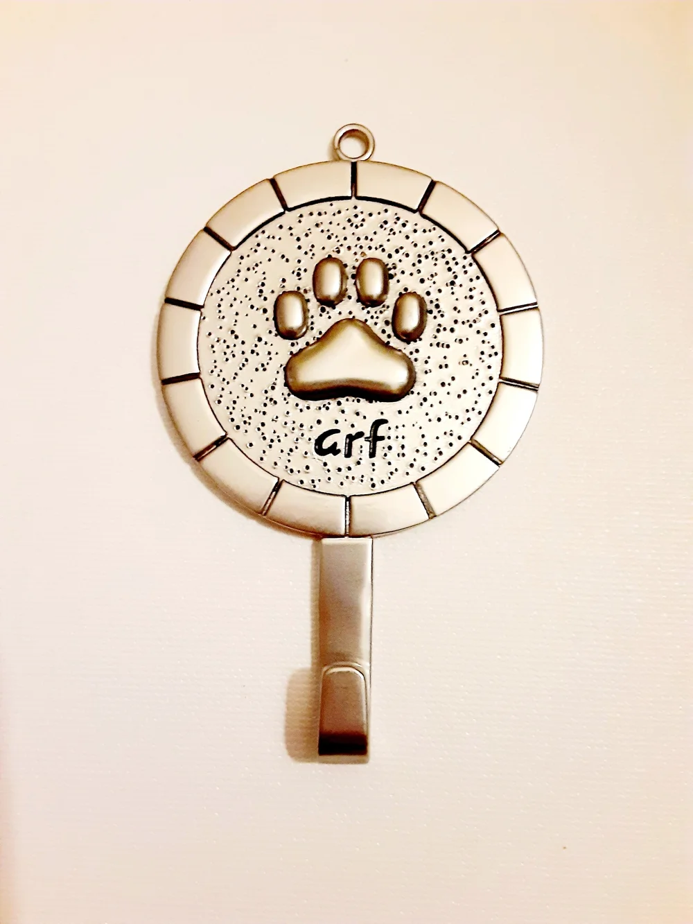 Arf Paw Print Metal Wall Hook - Silver Leash Holder